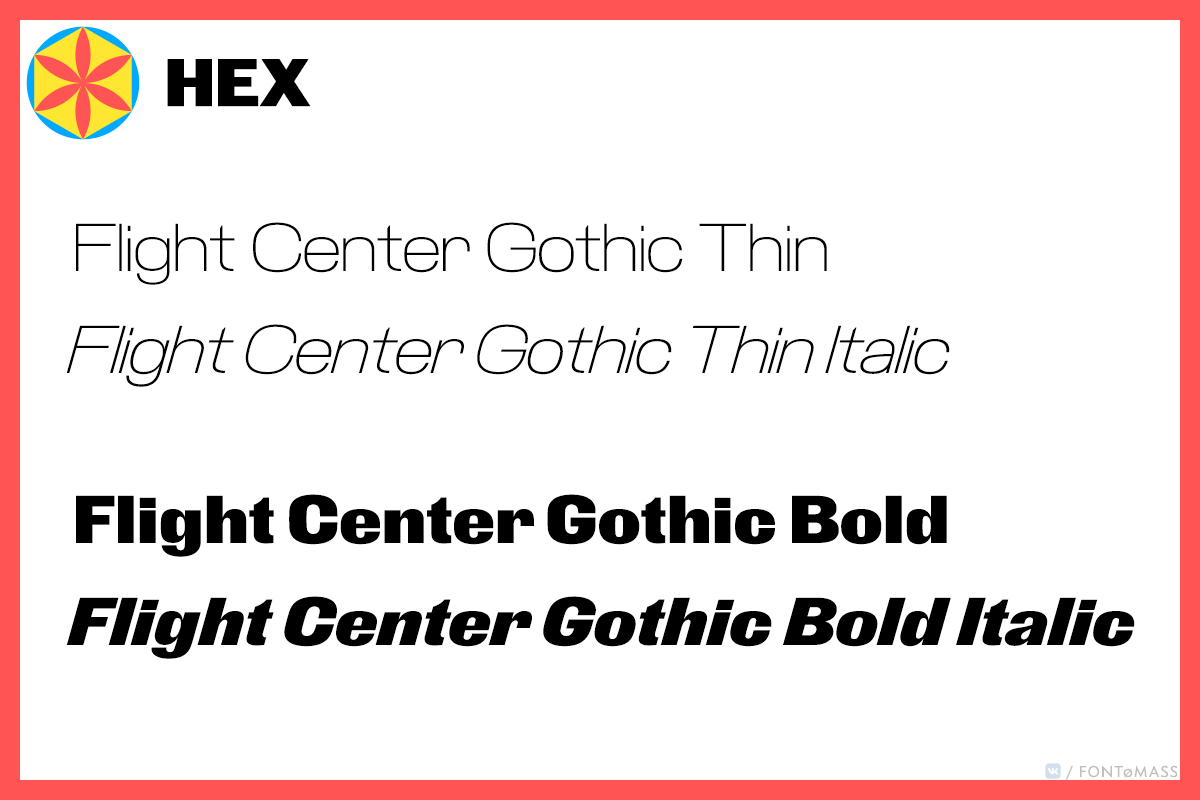 Beispiel einer Flight Center Gothic Thin Italic-Schriftart